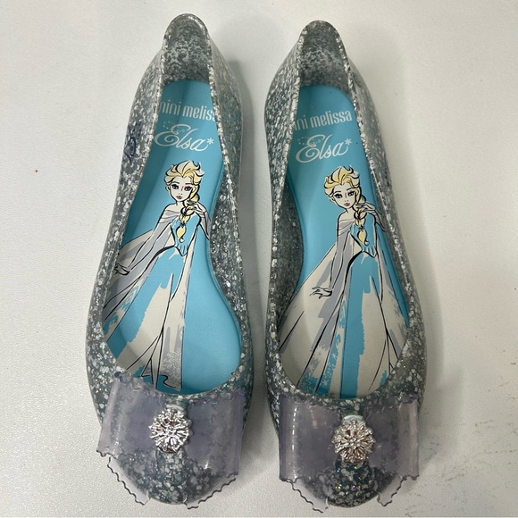 Mini Melissa Disney Sweet Love Princess Elsa Girls Flats Shoes - Size 1 - Frozen - Picture 2 of 11
